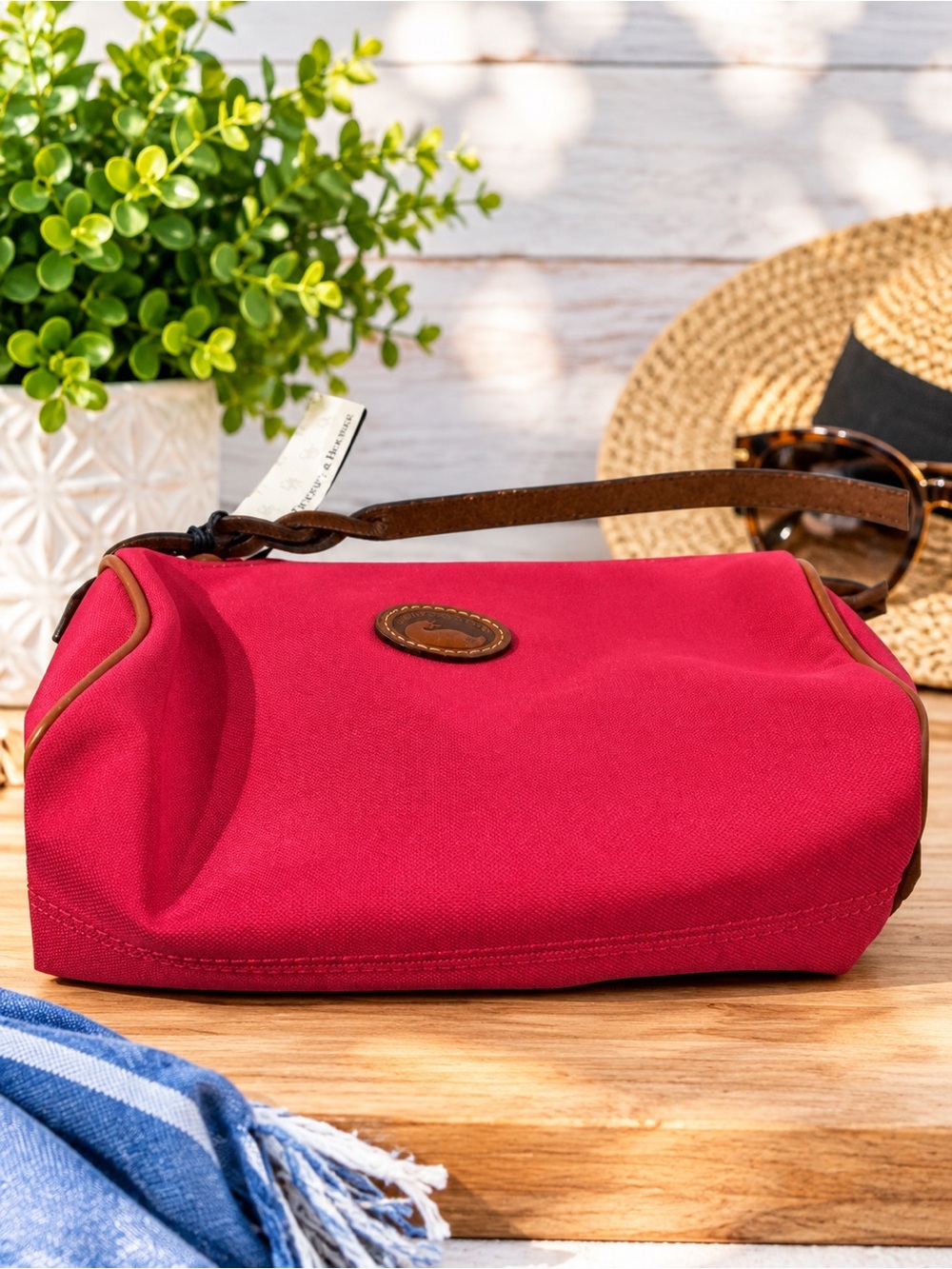 Dooney & Bourke Nylon Canvas Red Small Barrel Shoulder Bag NWT